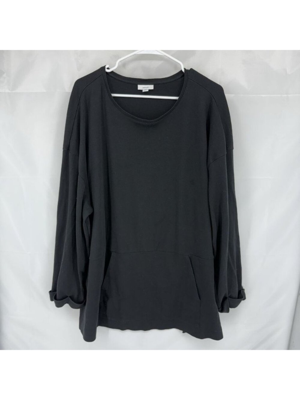 J Jill Women 4X Long Sleeve Blouse Solid Black Casual Everyday Minimalist STAIN
